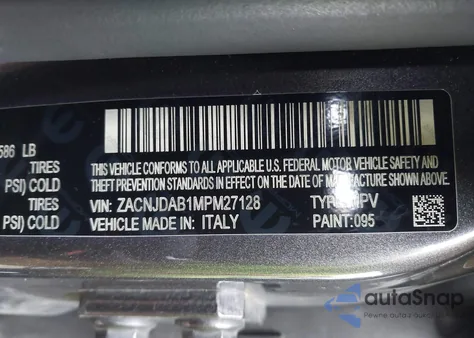 2021 Jeep Renegade Upland 4X4 из США, поврежденный, VIN ZACNJDAB1MPM27128